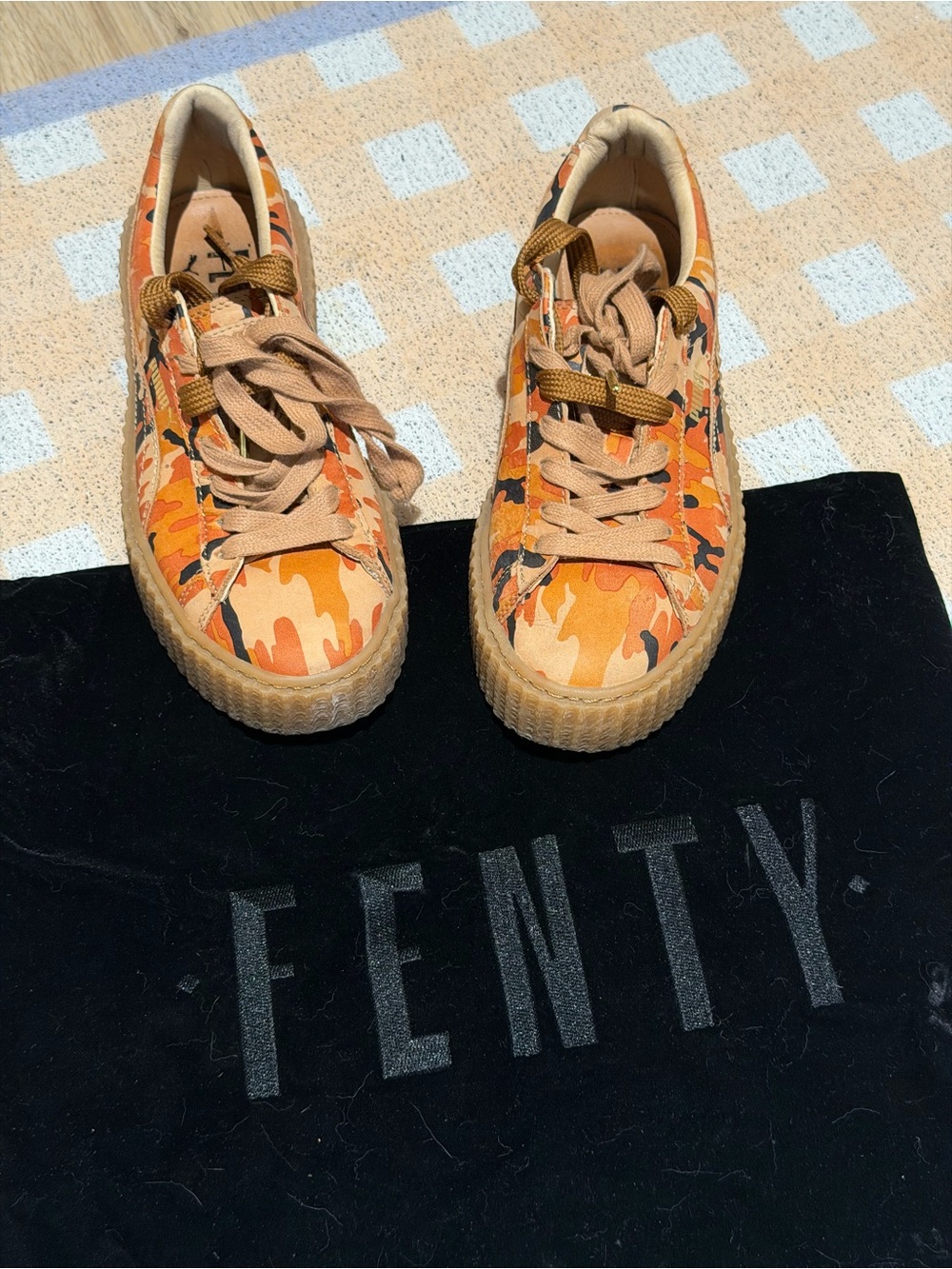 Puma Orange Camo Platform Sneakers
